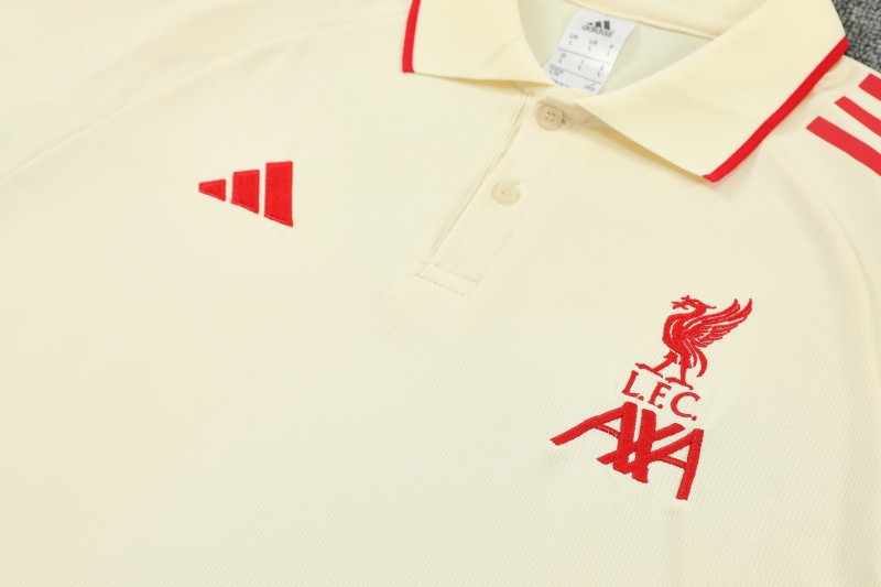 26/27  Liverpool White  Polo Training Shirt + Long Pants Tracksuit