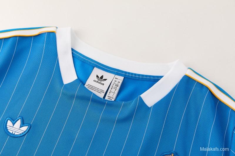 26/27 Real Madrid  Blue Pinstripe  Short Sleeve+Soccer Shorts