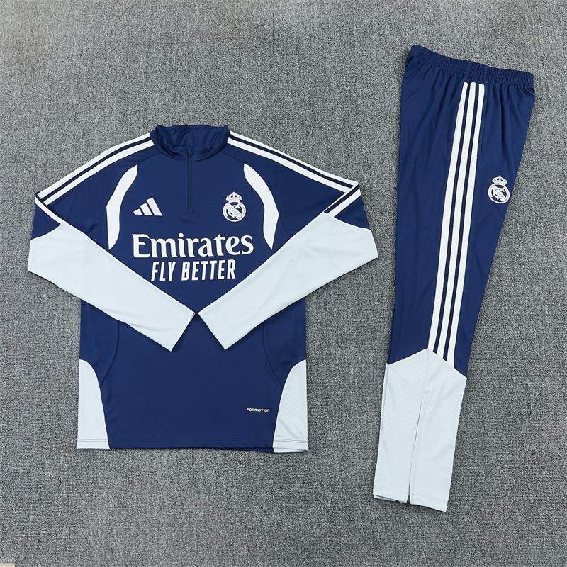 26/27 Real Madrid Away Navy Blue Half Zipper Jacket Tracksuit + Long Pants
