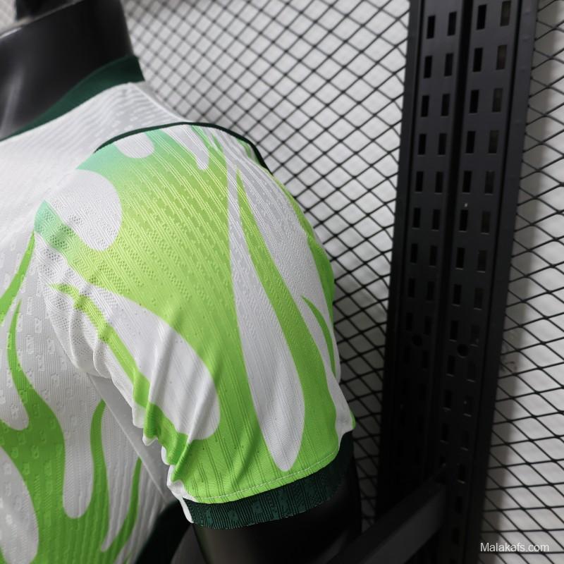 Player Version 2026 Nigeria  White with Green Flame Away Jersey