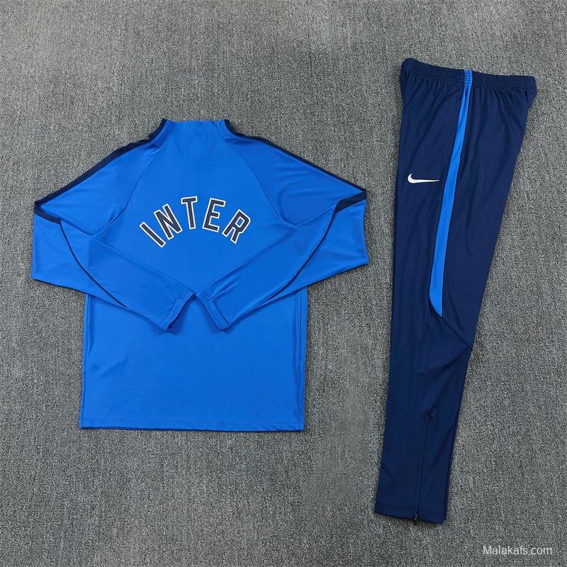 2026 Inter Milan Royal Blue Half  Zipper Jacket Tracksuit + Long Pants (Nike)