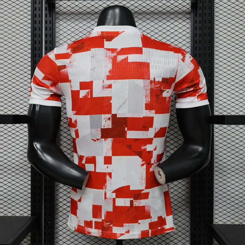 Player Version 2026 Croatia Home Red White with Checkerboard Pattern Jersey