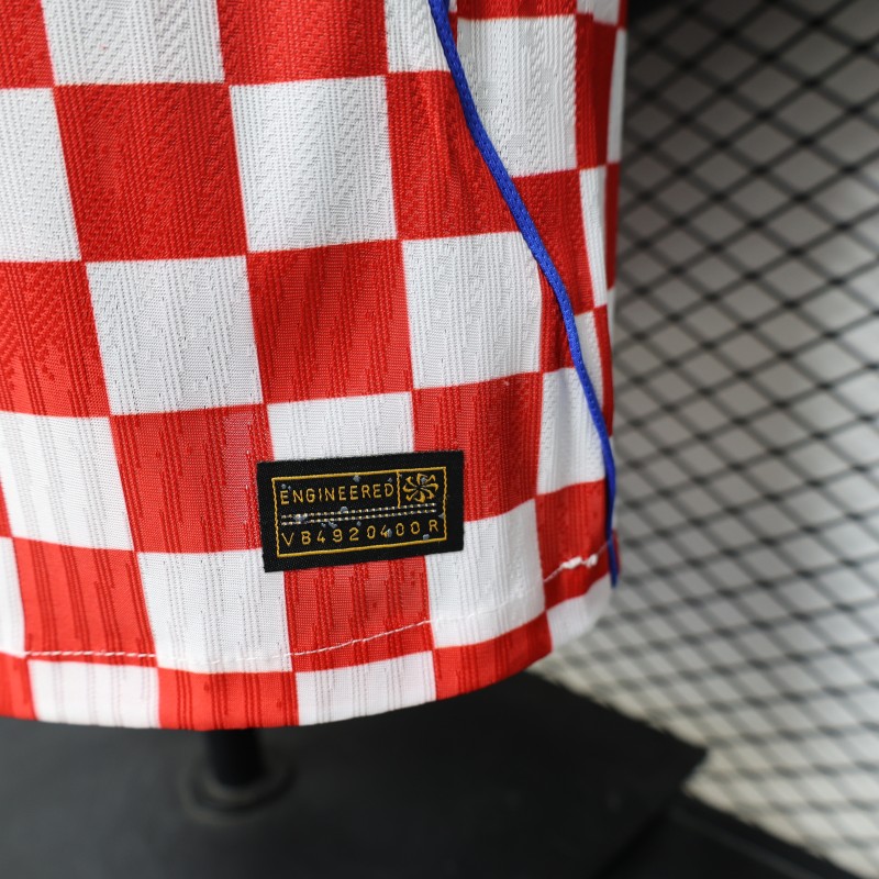 Player Version 2026 Croatia Home White & Red with Gradient Checkerboard Pattern Jersey