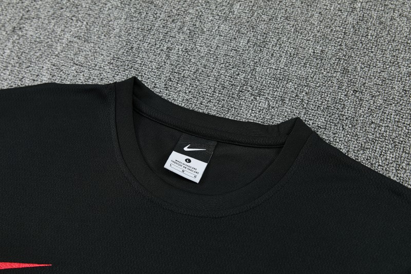 26/27 Paris Saint-Germain Black  Short Sleeve Tracksuit + Long Pants