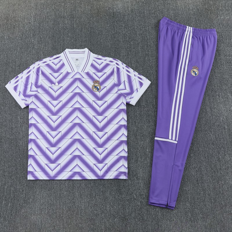 26/27 Real Madrid Purple Short Sleeve Tracksuit + Long Pants