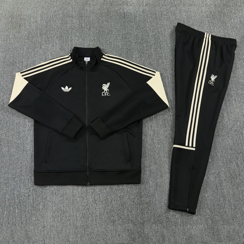 26/27 Liverpool Black & Cream Full Zipper Jacket Tracksuit + Long Pants