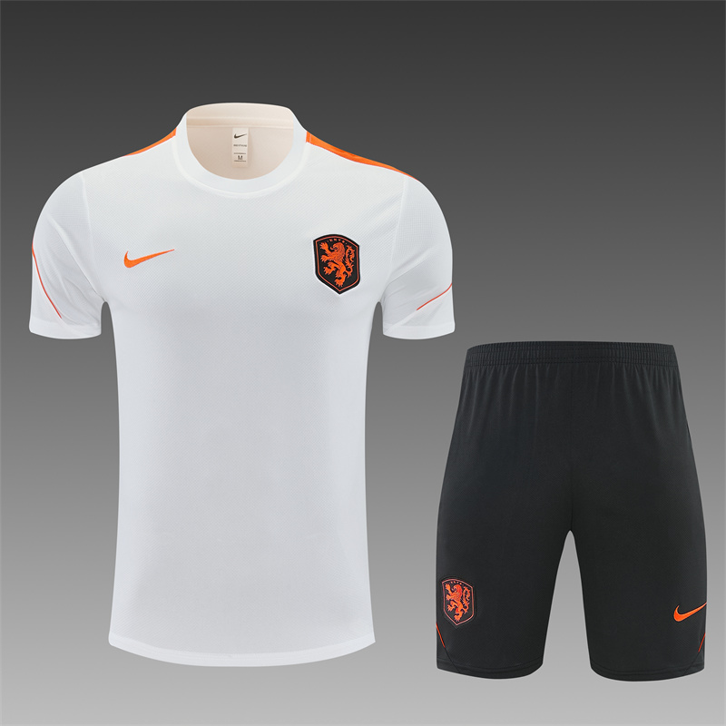 26/27  Netherlands Home White Short Sleeve + Soccer Shorts