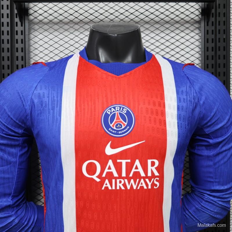 Player Version 26/27 PSG Blue & Red Stripe Long Sleeve Home Jersey