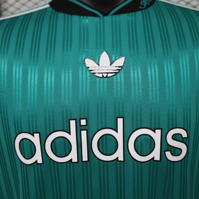 Player Version 2026  Adidas Originals Retro Style Teal Green Stripe Football Jersey