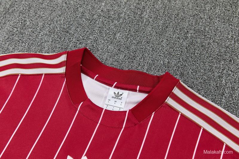 26/27 Arsenal Red Stripes Short Sleeve Tracksuit + Long Pants