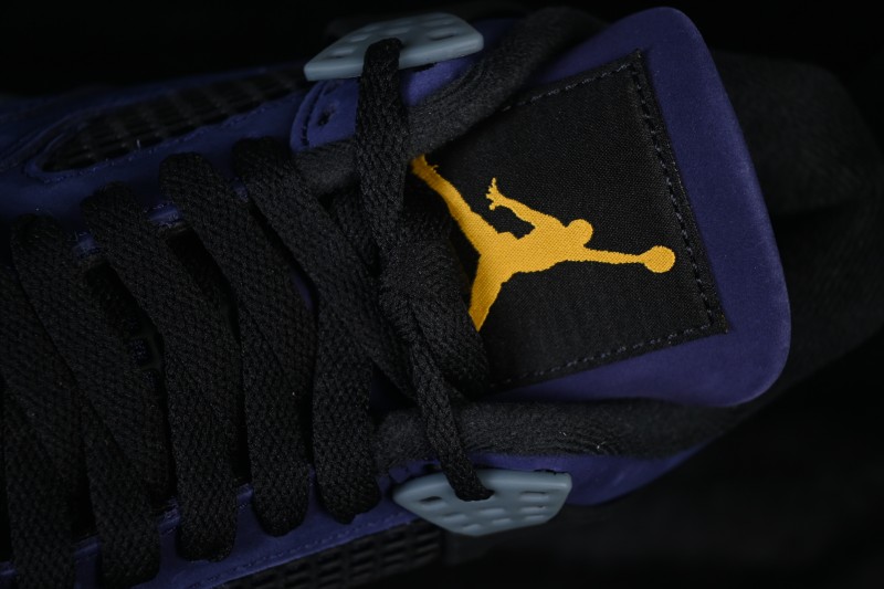 Nike Air Jordan 4 Retro "Lakers" Basketball Shoes with Premium Leather and Purple-Gold Colorway - FV5029-500