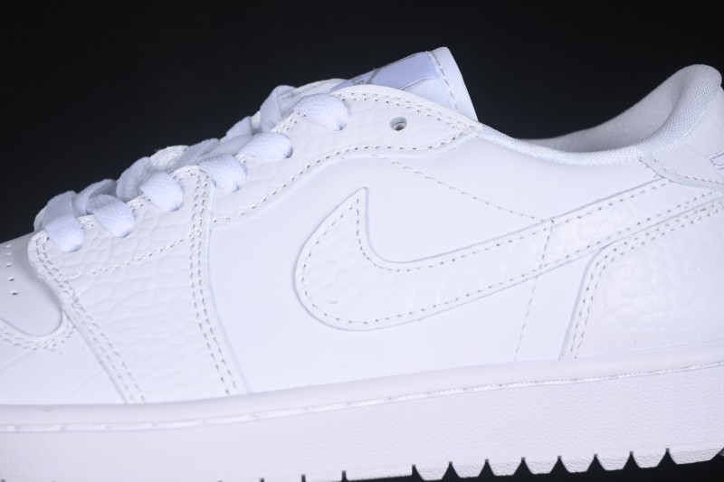 Nike Air Jordan 1 Low Retro Basketball Shoes in All-White Leather - DD9315-110
