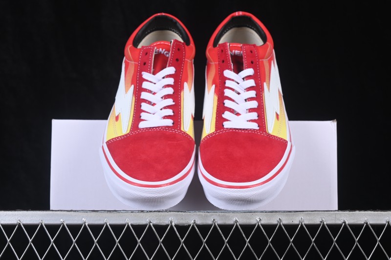 Revenge x Storm Old Skool Lightning Low-Top Skate Shoes Red Flame