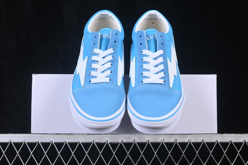 Revenge x Storm Old Skool Lightning Denim Low-Top Skateboarding Shoes in Lake Blue