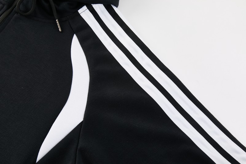 26/27 Adidas M06  Black Full Zipper Hooded Jacket Tracksuit + Long Pants