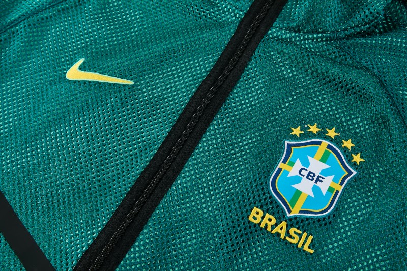 26/27 Brazil  Green Mesh Anthem Full Zipper Hooded Windbreaker Jacket