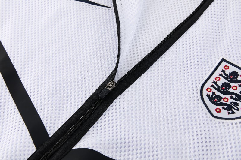 2026 England White Mesh Anthem Full Zipper Hooded Windbreaker Jacket