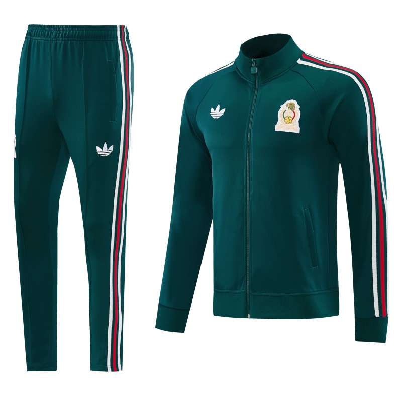 26/27 Mexico  Dark Green Full Zipper Jacket + Long Pants