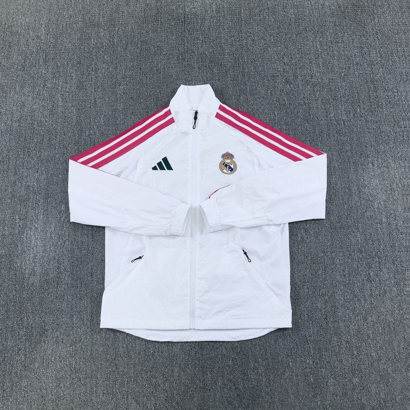 26/27 Real Madrid CF  White Full Zipper  Windbreaker Jacket