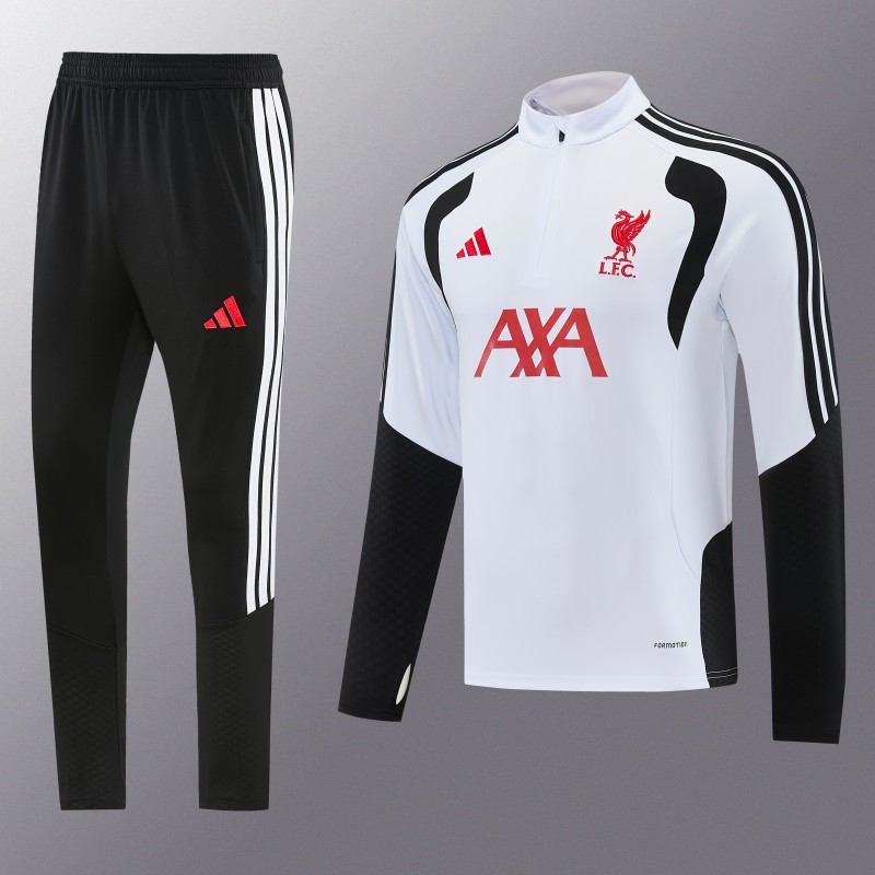 26/27 Liverpool White Half Zipper Jacket Tracksuit + Long Pants