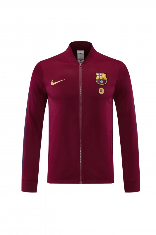 26/27 Barcelona  Dark Red Full Zipper Jacket Tracksuit + Long Pants