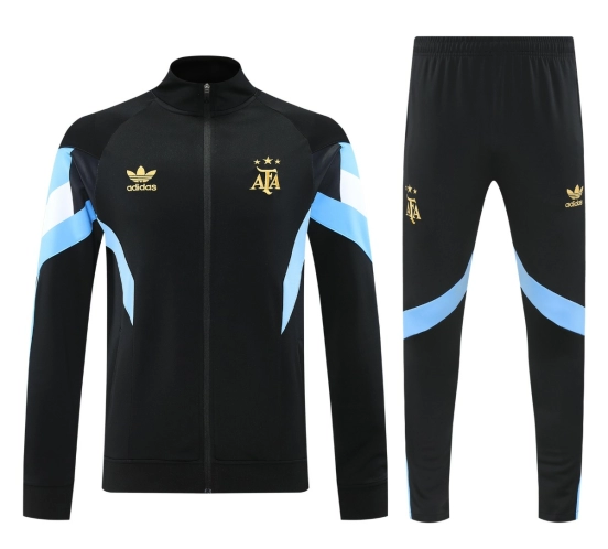 24/25 Argentina Black Full Zipper Jacket +Long Pants
