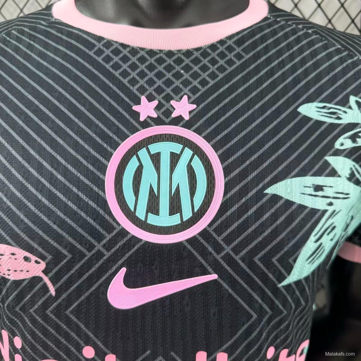 Player Version 25/26 Inter Milan Black with Snake and Floral Pattern Jersey