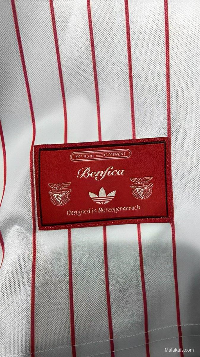 25/26 Benfica Adidas Original White with Red Pinstripes Jersey