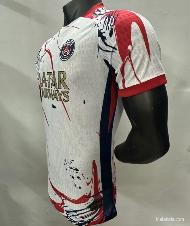 Player Version 25/26 Paris Saint-Germain White with Abstract Red Lines Jersey