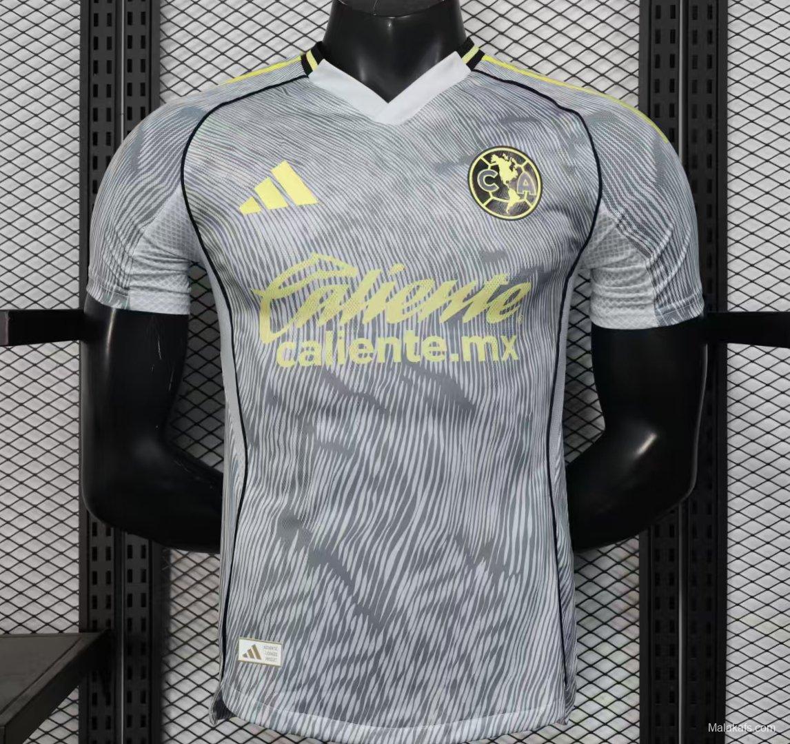 Player Version 25/26 Club America Grey with Diagonal Stripe Pattern Jersey