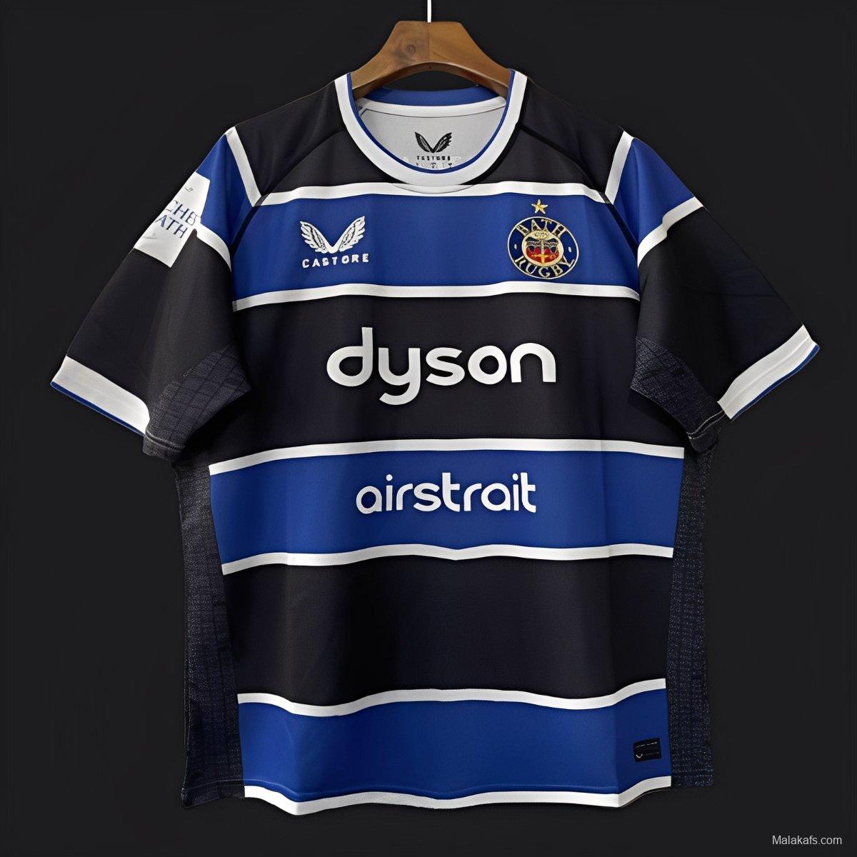 25/26 Bath Rugby Blue with Black and White Hooped Jersey