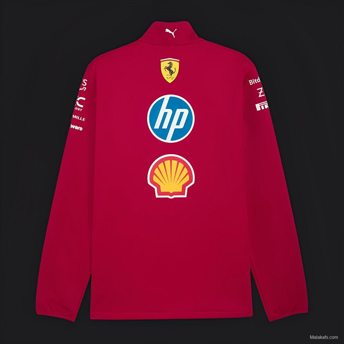 2025 F1 Scuderia Ferrari Red with White Stripe Team Jacket