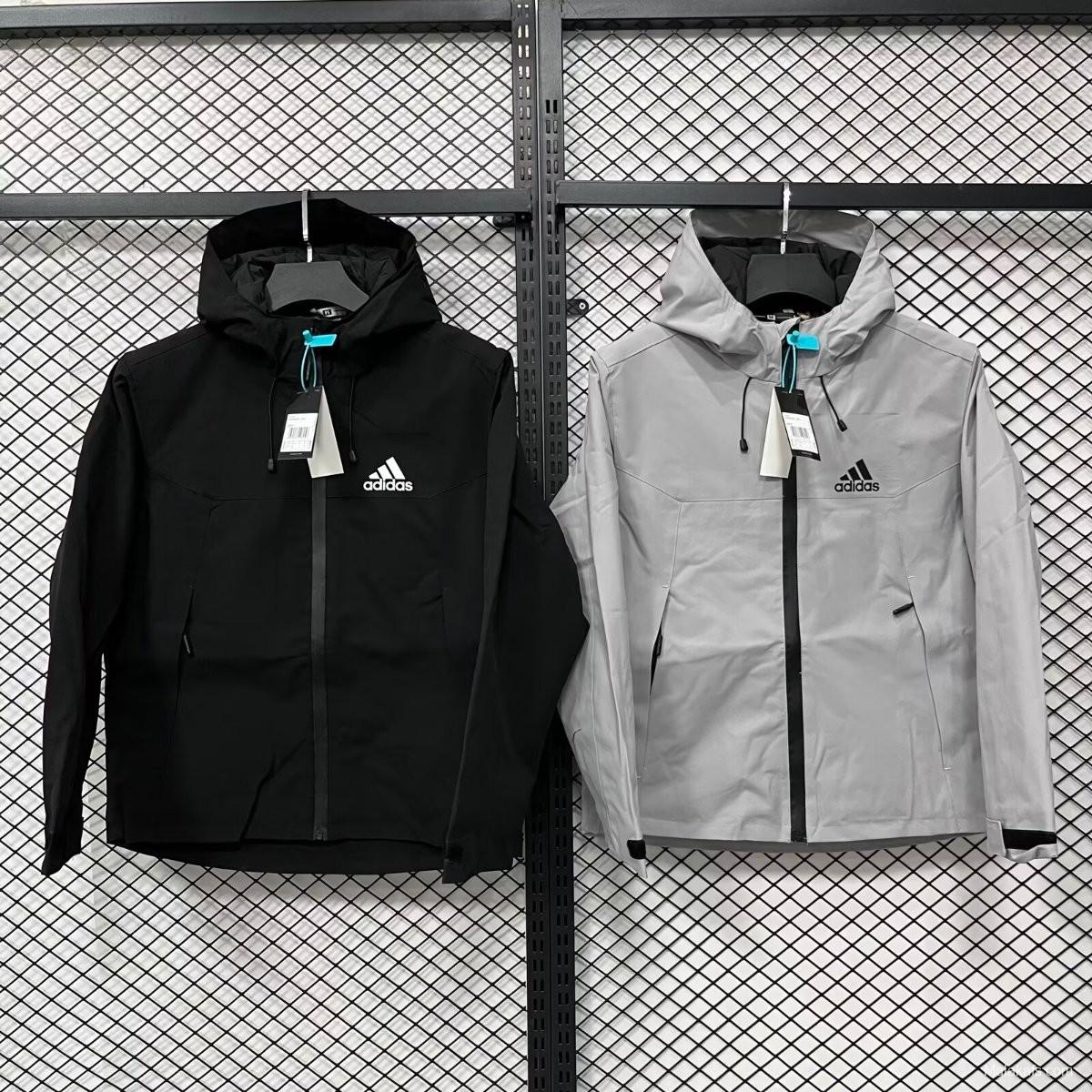 2025 Adidas Light Grey/Black Windbreaker