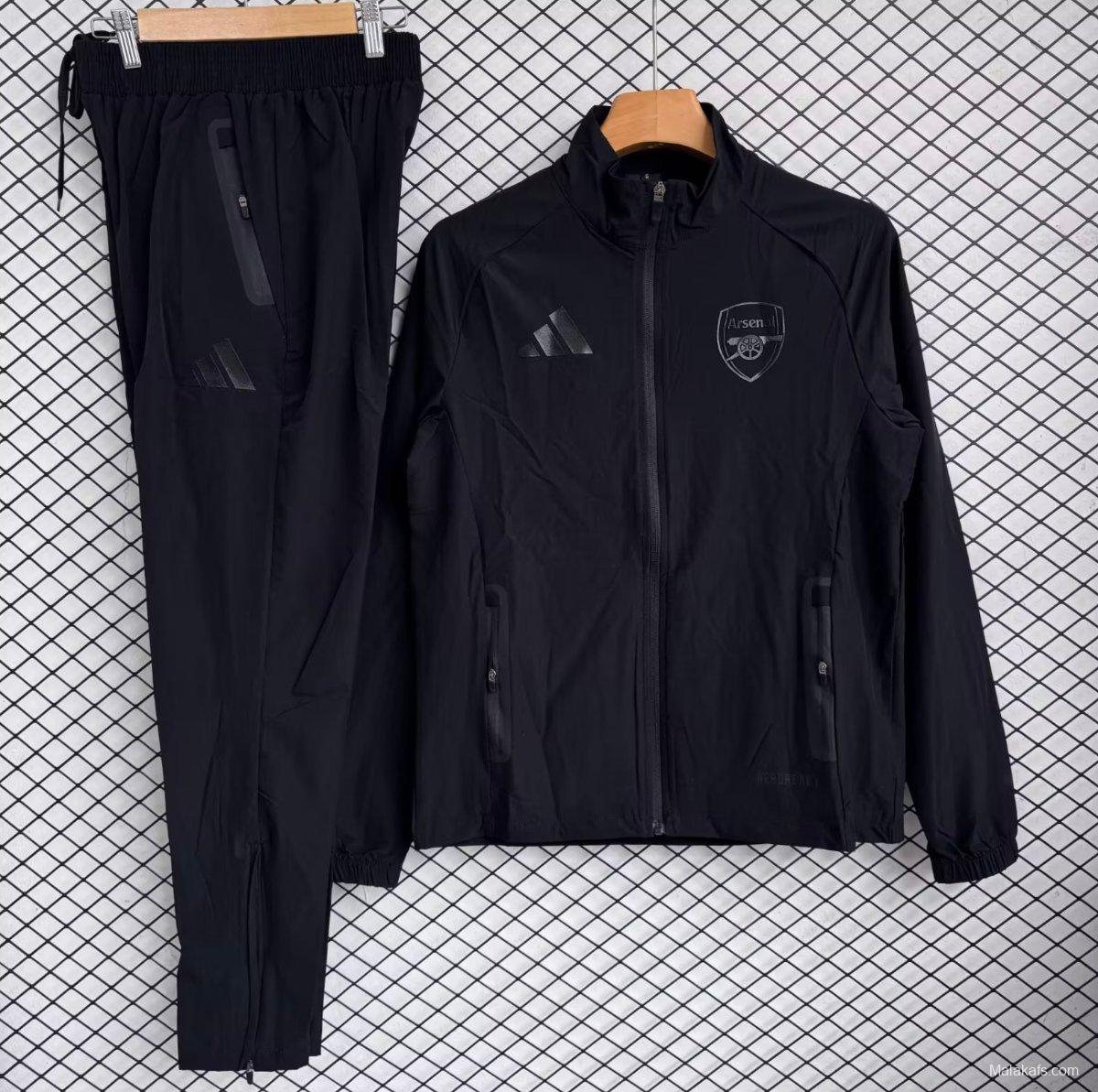 25/26 Arsenal Black Full zipper Jacket Tracksuit+ long pants