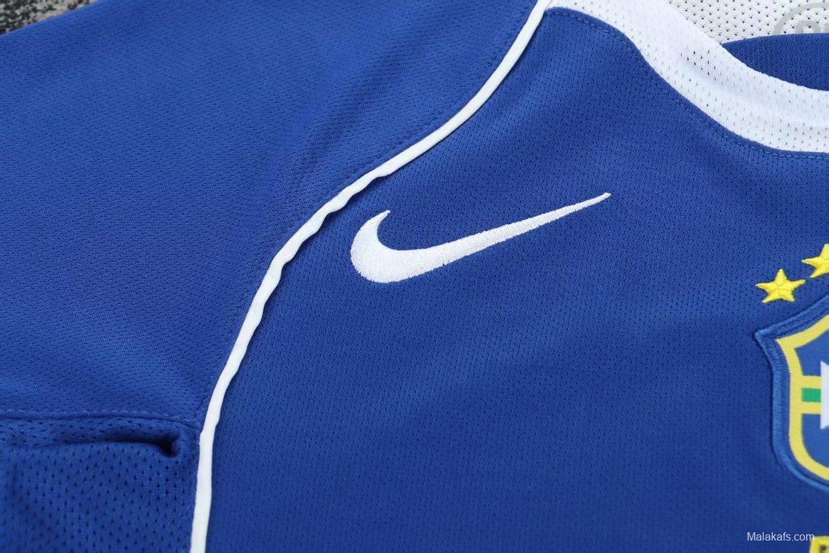 Retro Kids 2004 Brazil Away Blue Jersey