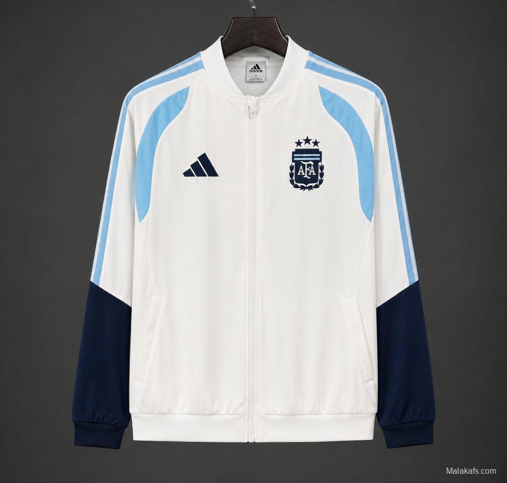 2026 Argentina White Full Zipper Windbreaker