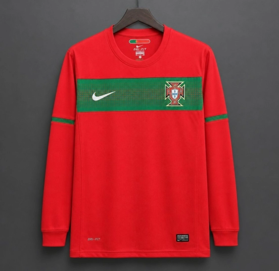 Retro  2010 Portugal Home Long Sleeve Jersey