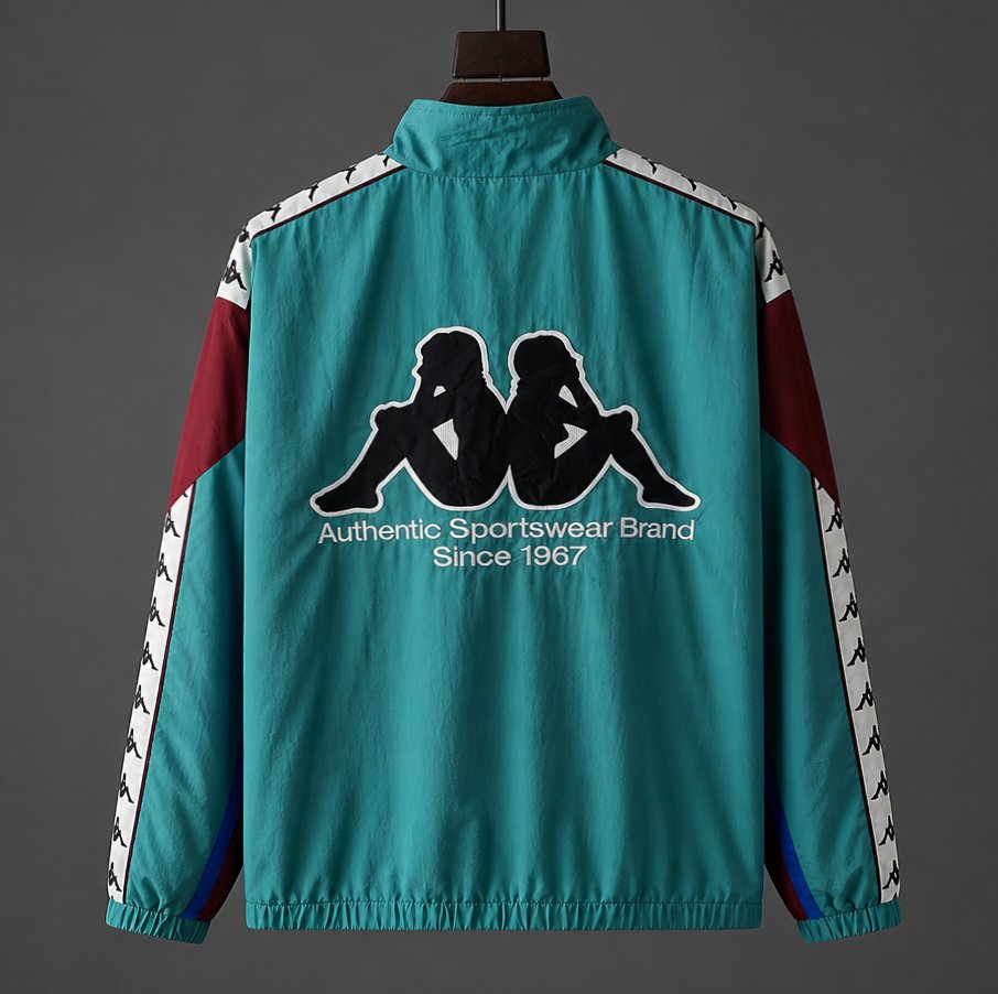 Retro 1967 Barcelona Teal & Blue & Burgundy Kappa Windbreaker Jacket