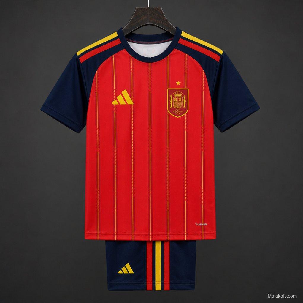 2 Star 2026 Kids Spain Home Jersey With Champion Patch