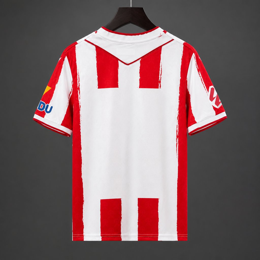 26/27 UD Almería Red & White Brush Stripes Home Jersey