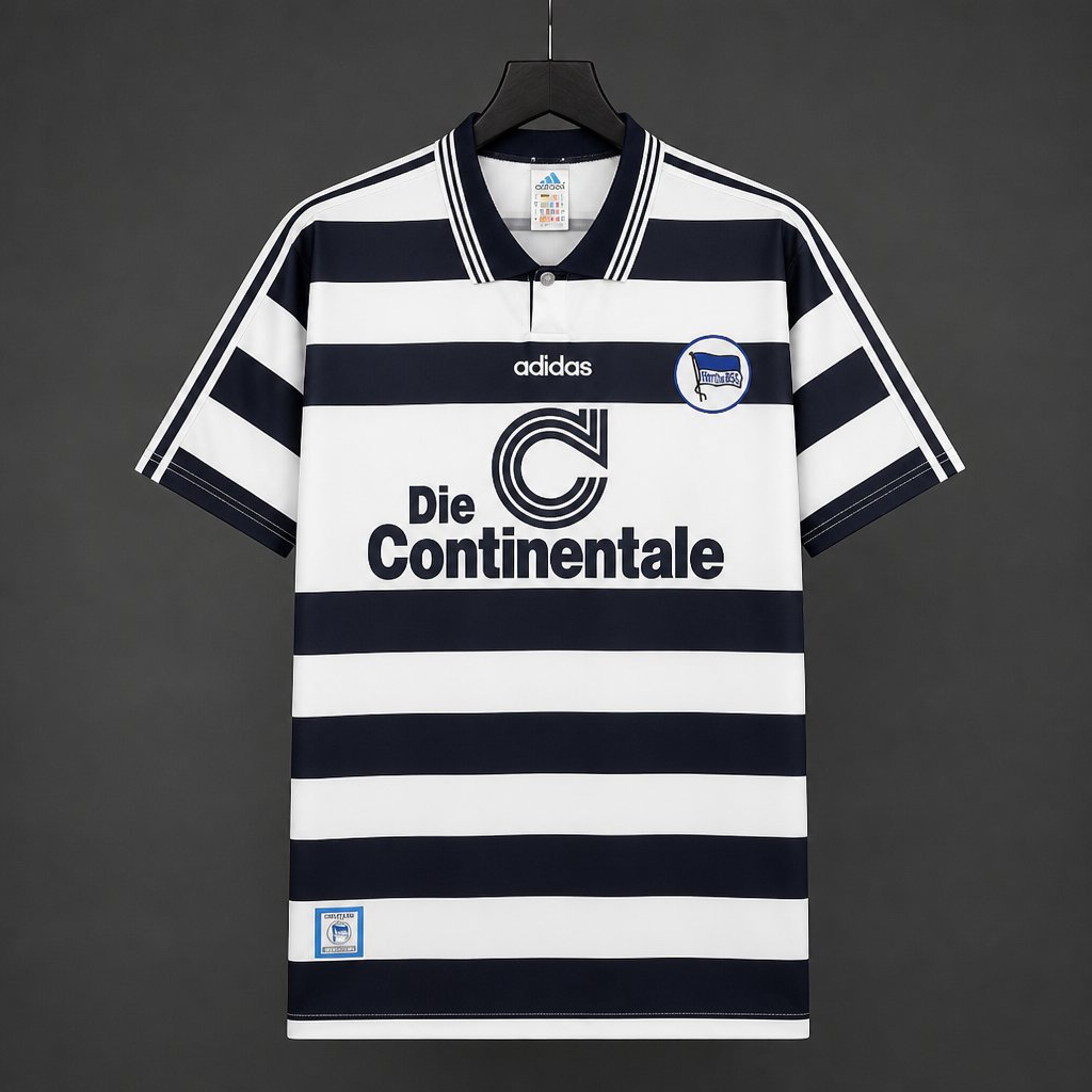Retro 98/99 Hertha BSC Home White&Black Stripes Jersey