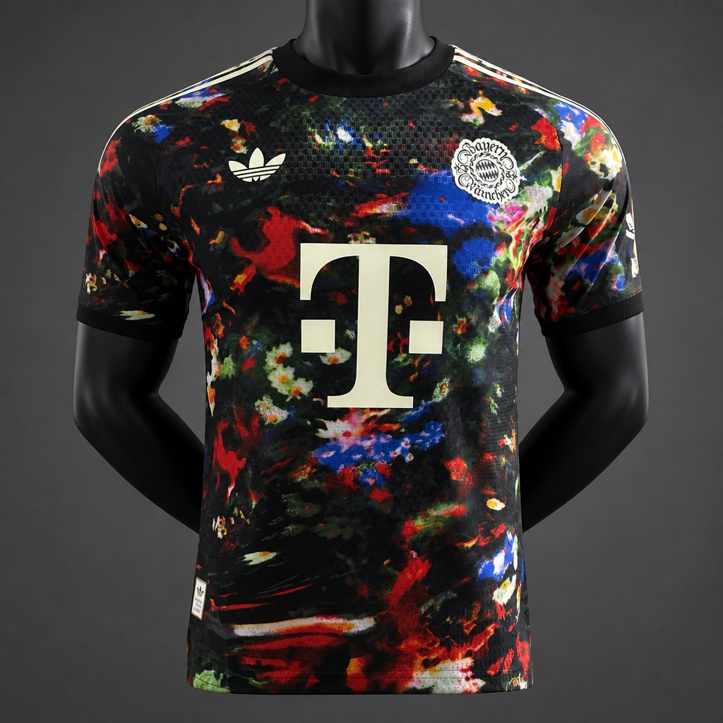 Player Version 26/27 FC Bayern München Black with Floral Abstract Allover Print Third Jersey