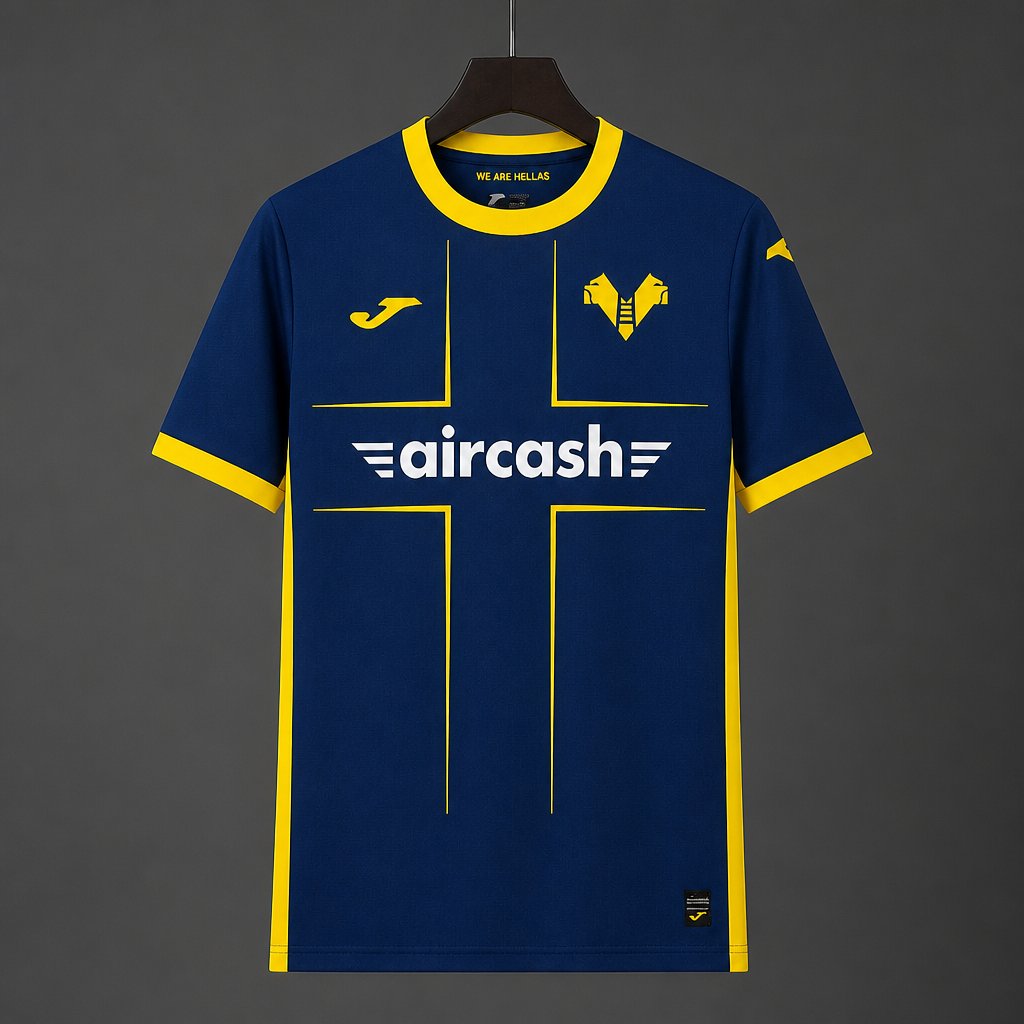 26/27 Hellas Verona Home Blue Yellow Jersey