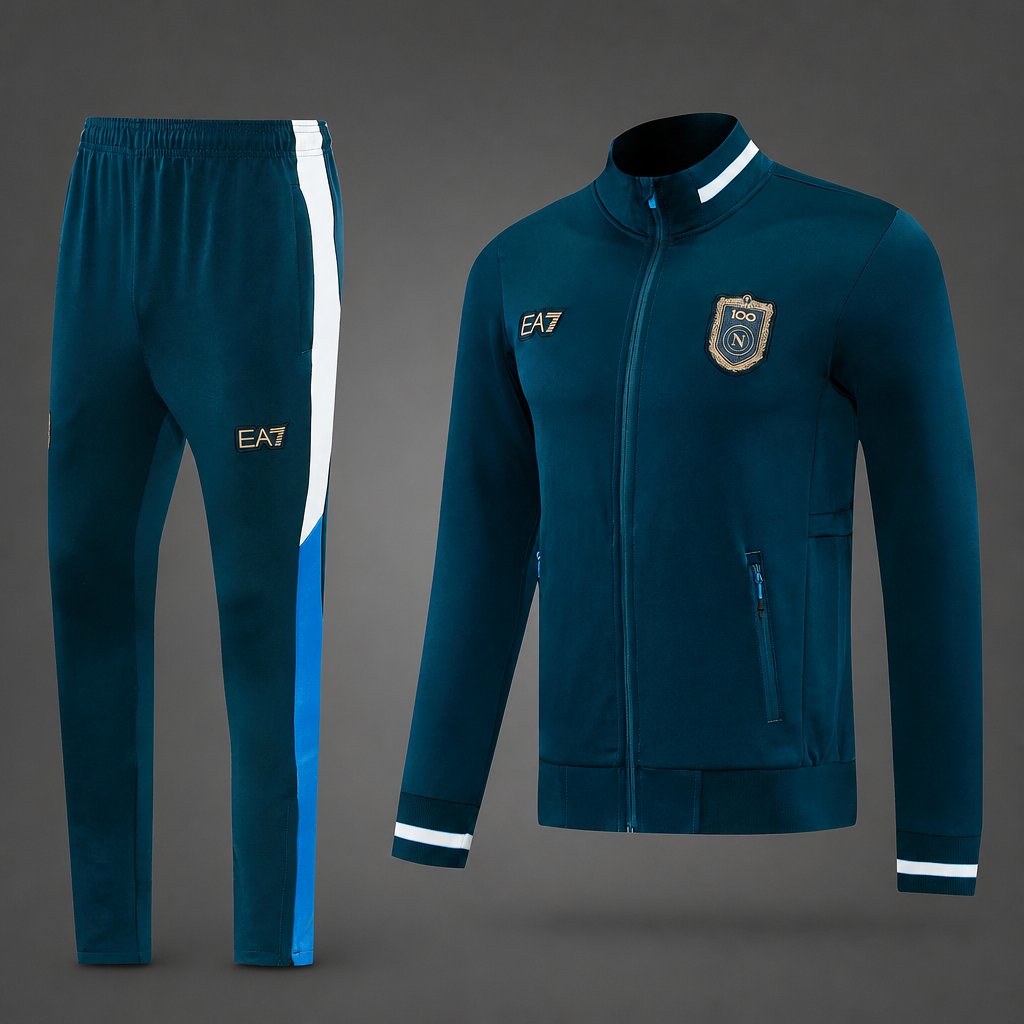 26/27 SSC Napoli Dark Green Full Zipper Jacket Tracksuit + Long Pants