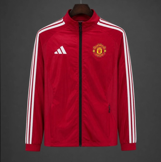 26/27 Manchester United FC Red Full Zipper Windbreaker Jacket