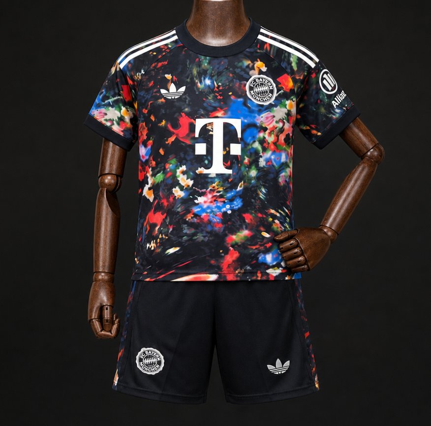 Player Version 26/27 Kids FC Bayern München Black with Floral Abstract Allover Print Third Jersey