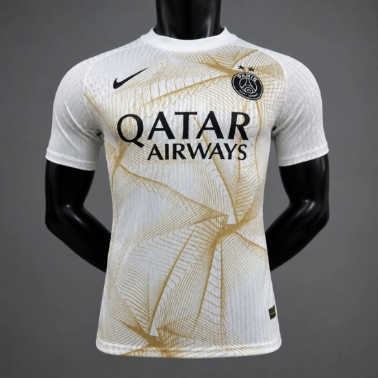 Player Version 26/27 PSG/Paris Saint-Germain Pre-Match White/Gold Jersey
